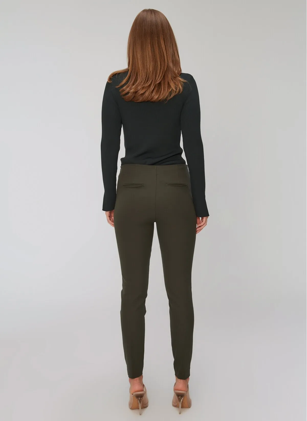 13780 Khaki Zip Detail Skinny Pants