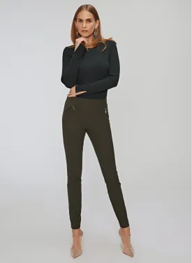 13780 Khaki Zip Detail Skinny Pants