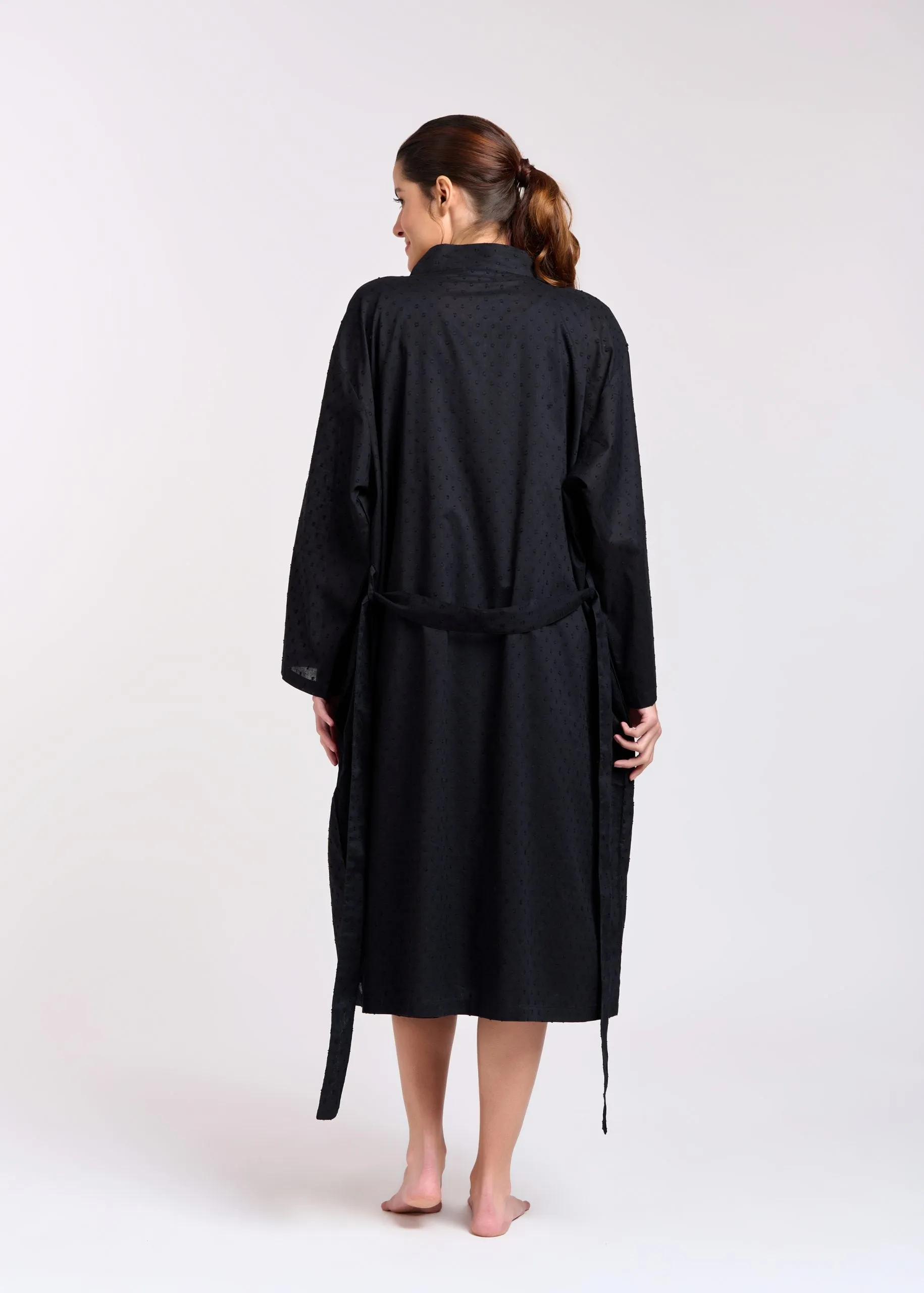 Arabella Dressing Gown Black Hail Spot