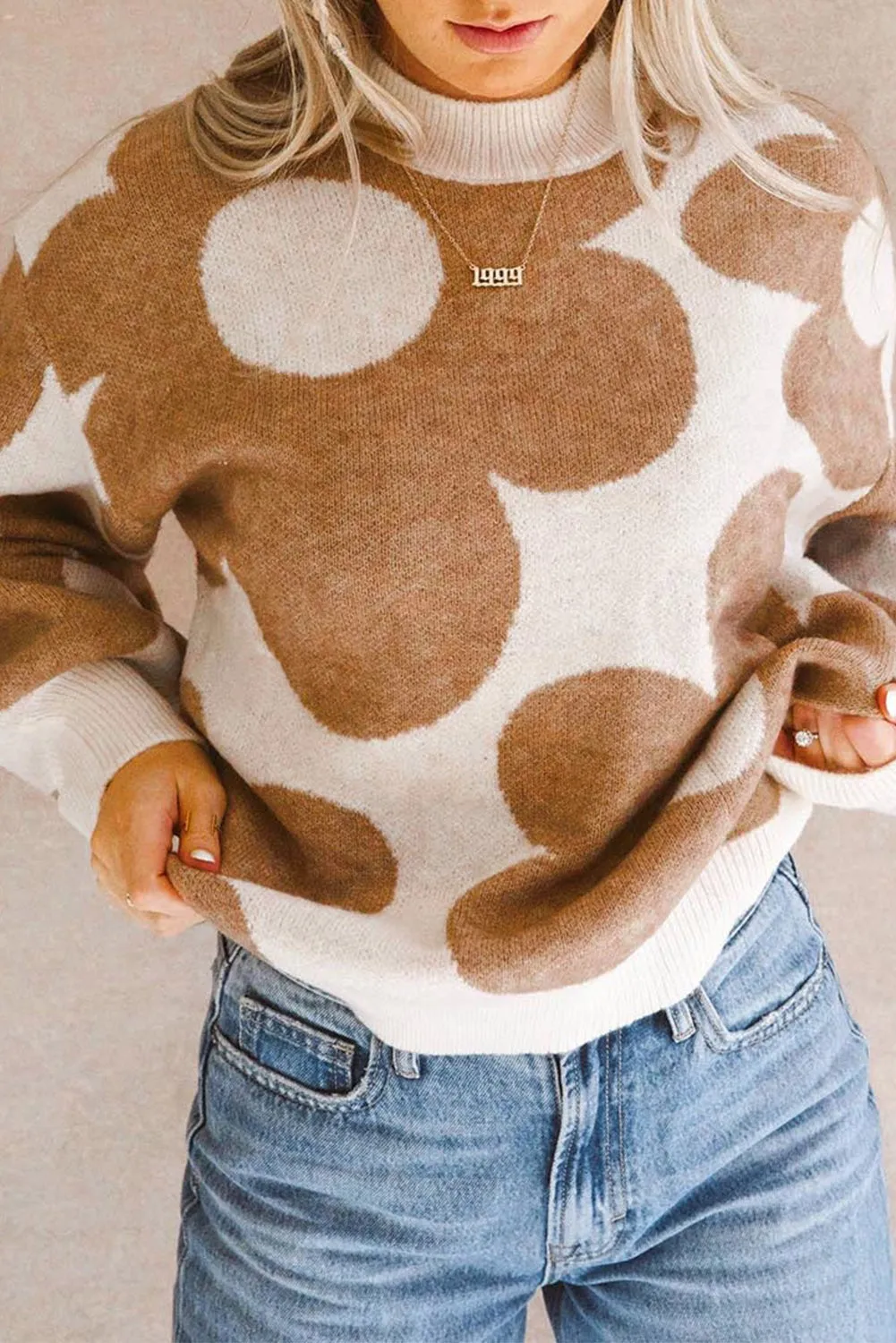 Big Flowered Khaki Sweater