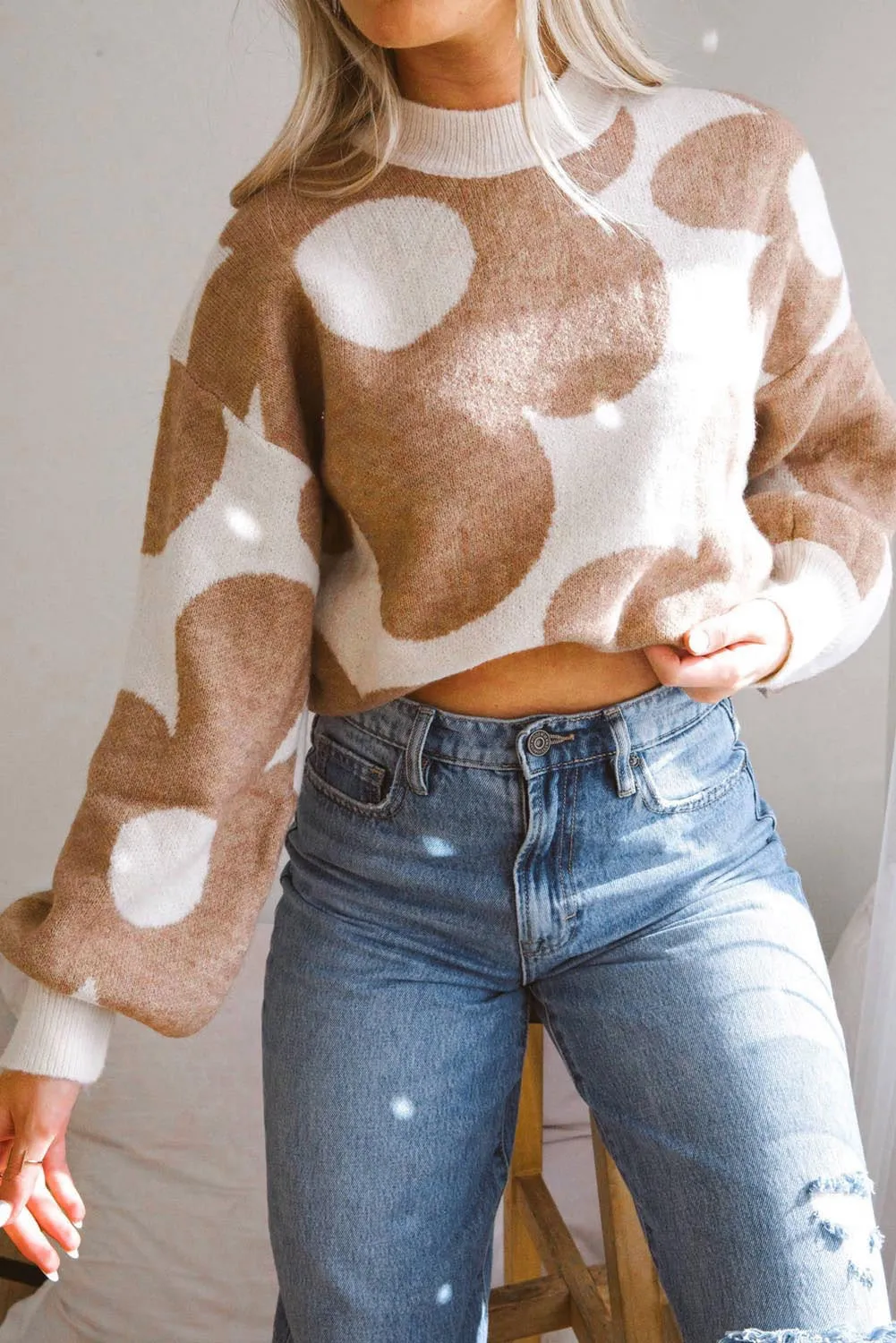 Big Flowered Khaki Sweater