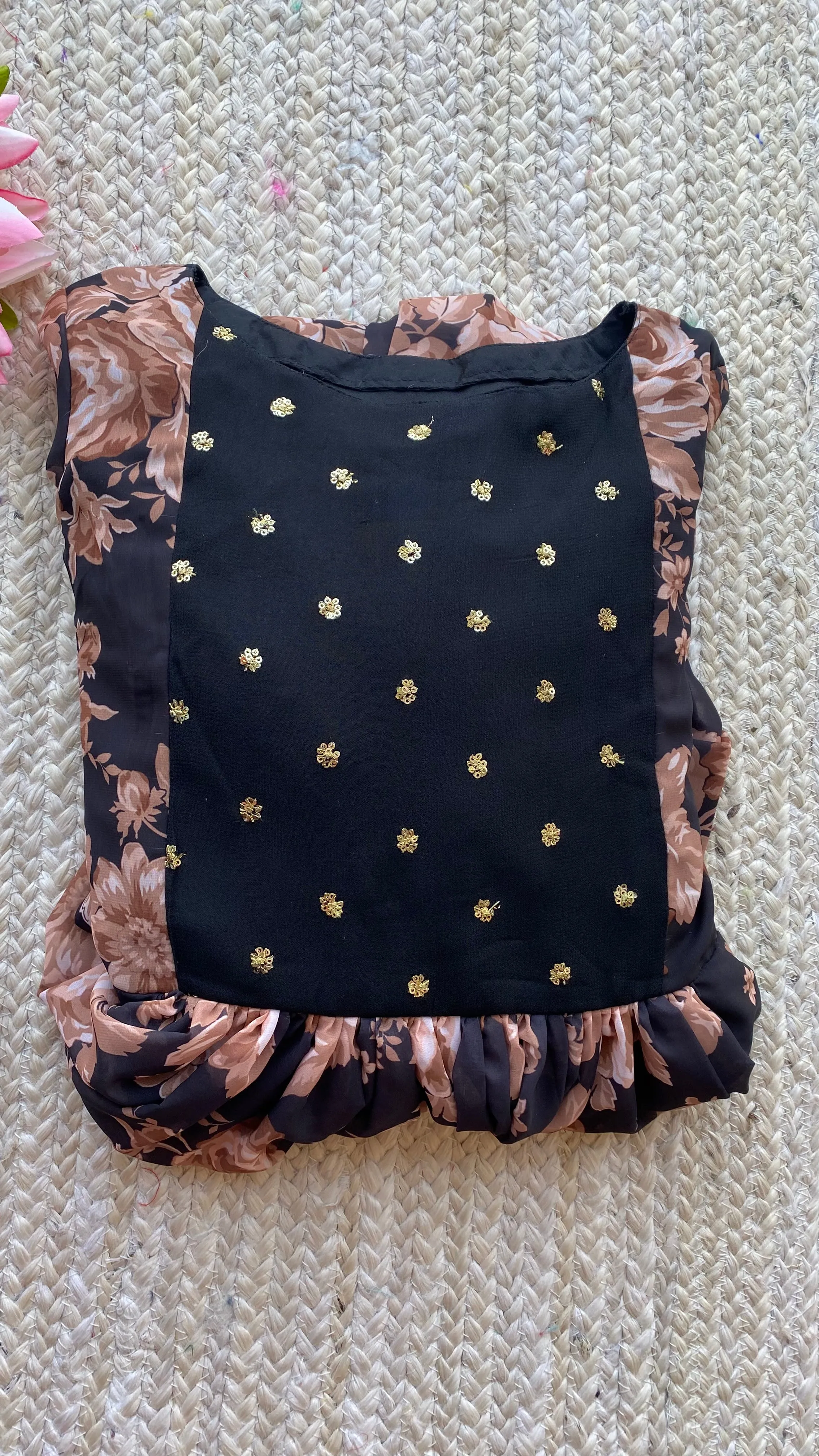 Black floral georgette full length dress