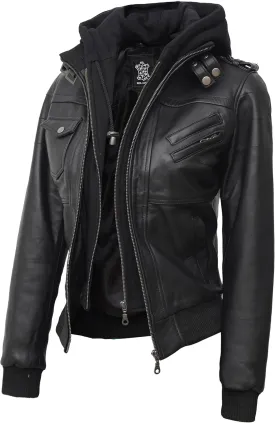 Blingsoul Leather Jacket Women - Real Lambskin Womens Leather Jackets With hood