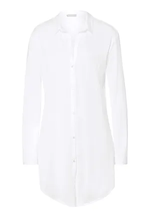 Cotton Deluxe Button Front Cotton Sleep Shirt | White 77958-101