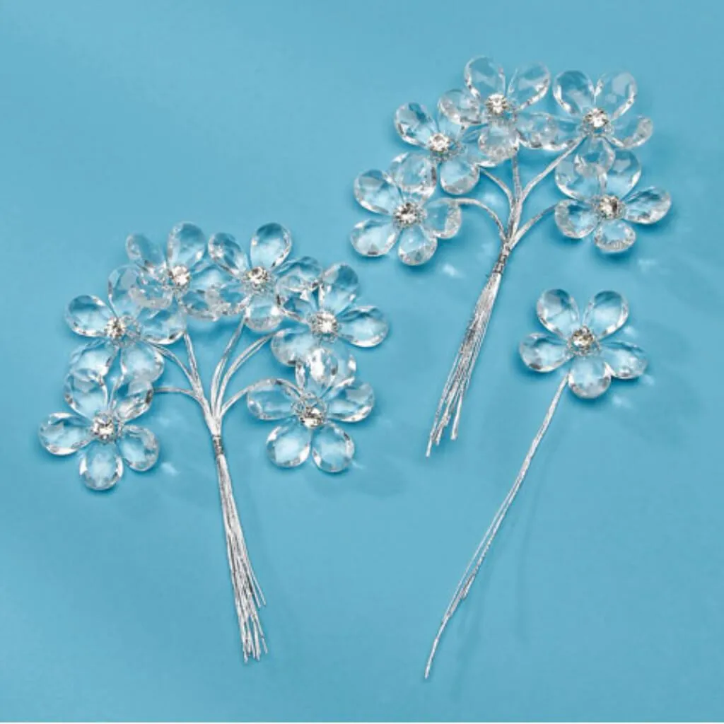 David Tutera Flower Picks Crystal Rhinestone Flowers 12 pieces