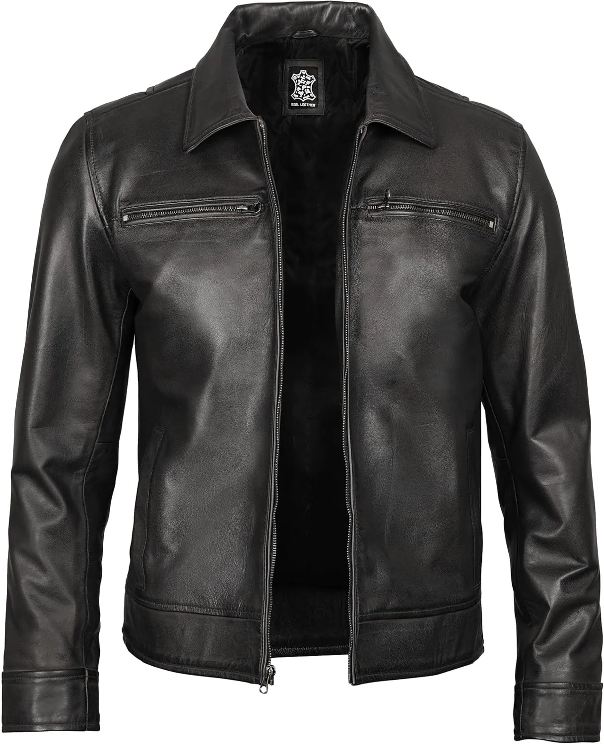 Decrum Leather Jacket Men - Real Lambskin Casual Leather Jackets for Men