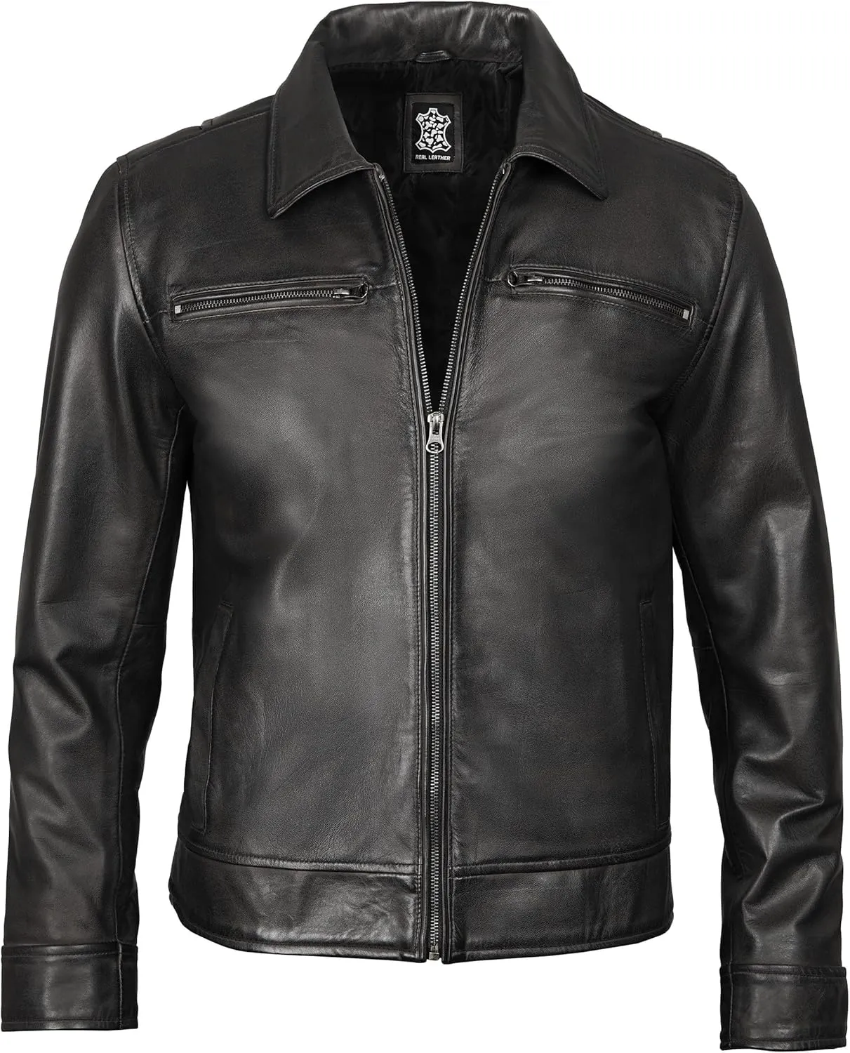 Decrum Leather Jacket Men - Real Lambskin Casual Leather Jackets for Men