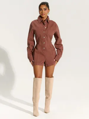Denim Button Up Romper