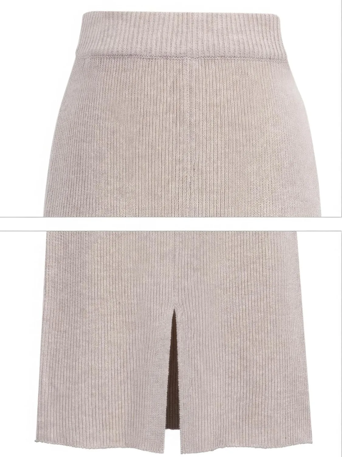ebossy Women's Winter Warm High Waist Side Slit Wool Blend Long Skirts Rib Knit Stretchy Bodycon Pencil Skirt