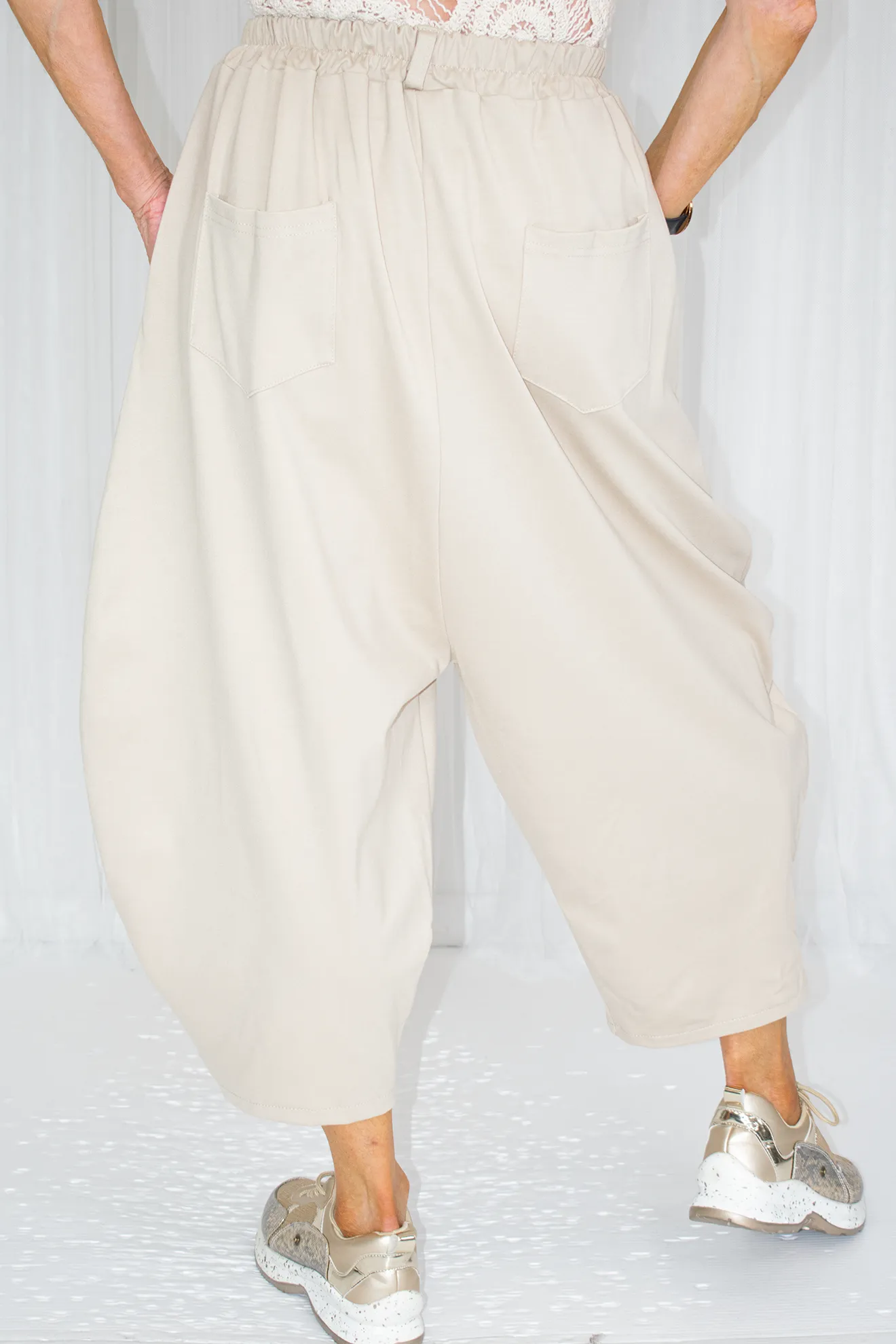 Eileen Scuba Horseshoe Trouser in Beige