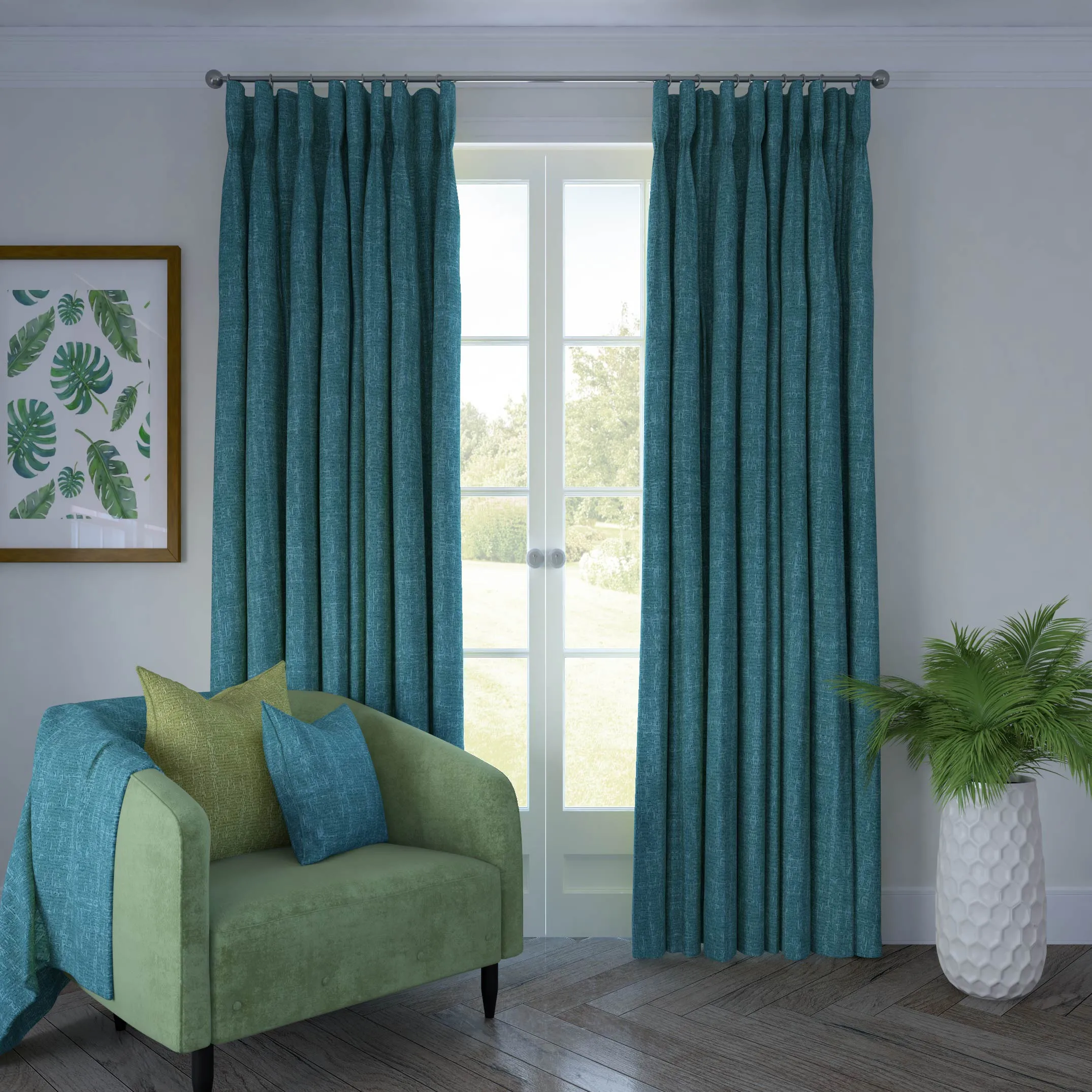 Eternity Teal Chenille Curtains
