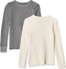 Fruit of the Loom boys Premium 2-pack Thermal Waffle Crew Top