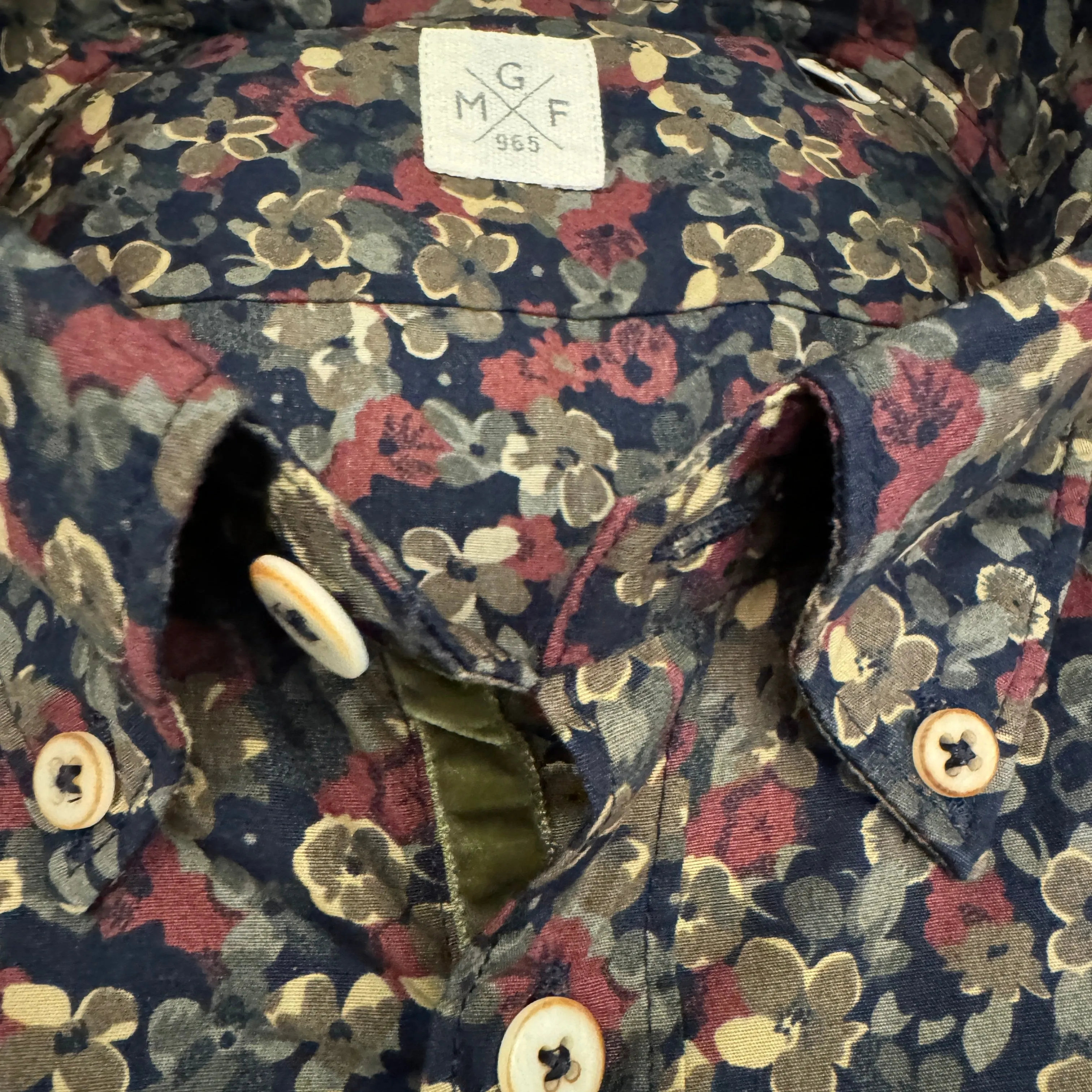 GMF 965 Cotton Floral Print Shirt - Navy