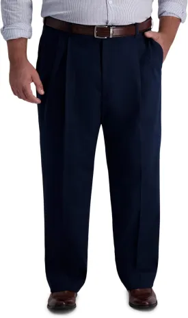 Haggar Men's Iron Free Premium Khaki Classic Fit Pleat Front Expandable Waist Casual Pant (Regular and Big & Tall Sizes)