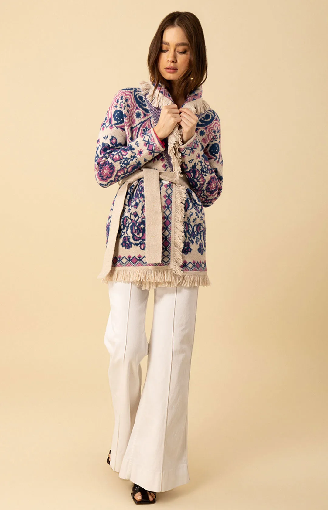 Haisley Wool Blend Jacquard Sweater