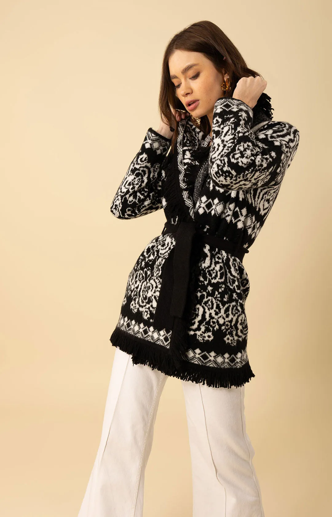 Haisley Wool Blend Jacquard Sweater