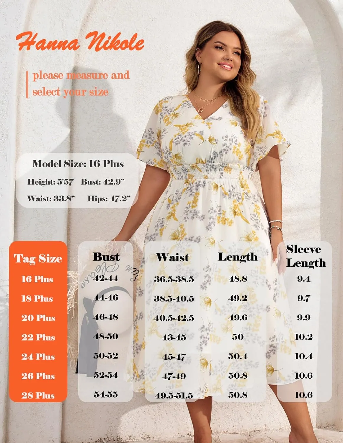 Hanna Nikole Women's Plus Size Summer Floral Dress Casual Short Sleeve Sundress Swing A Line Maxi Dresses with Pockets