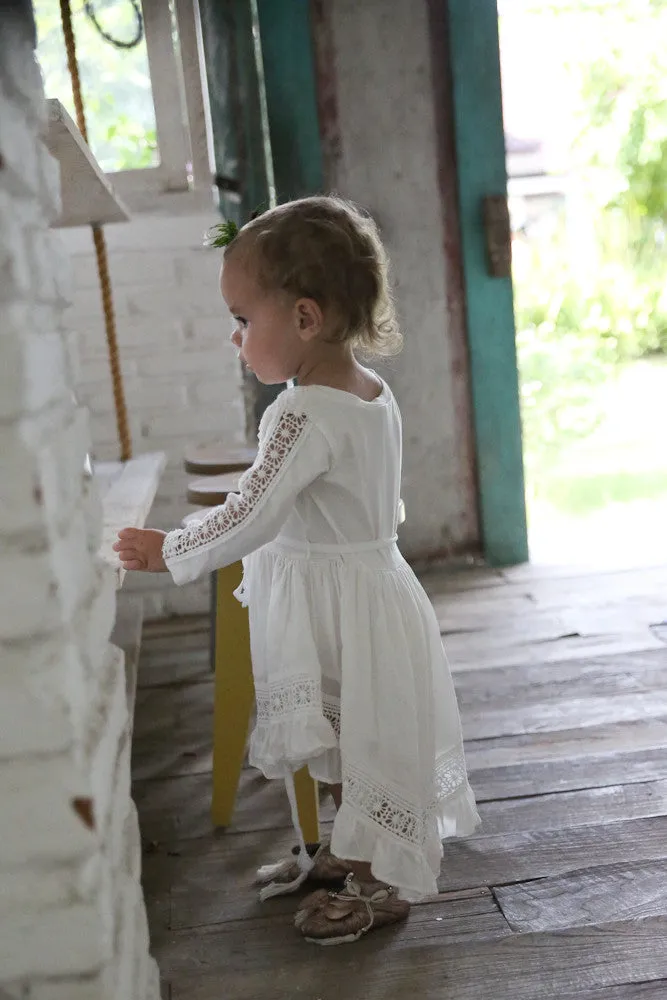 Harmony- Ivory Long Sleeve baby dress