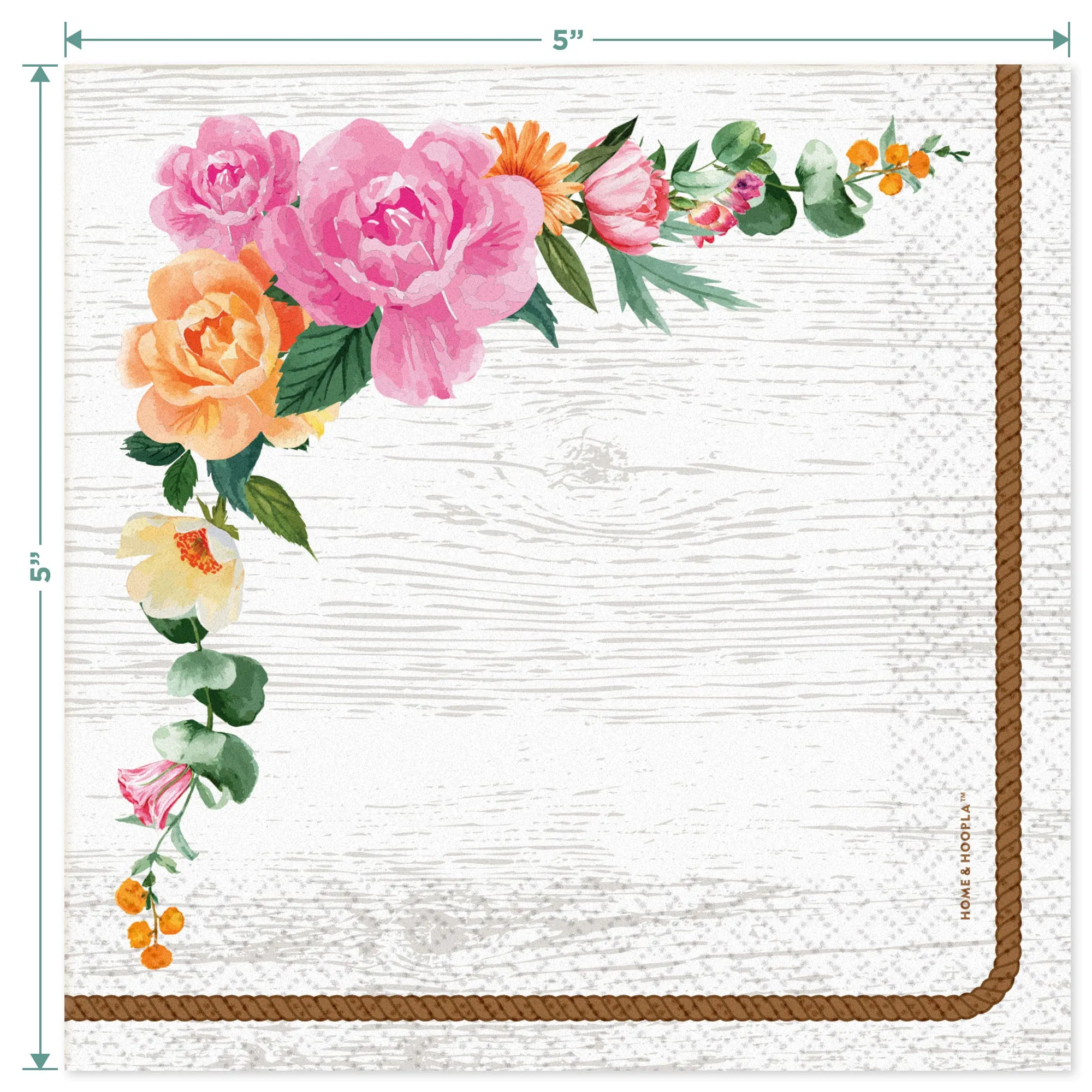 Horse Party Wood & Floral Party Horseshoe Paper Dessert Plates and Beverage Napkins For Cowgirl Party Decorations (16 Plates & Napkins)