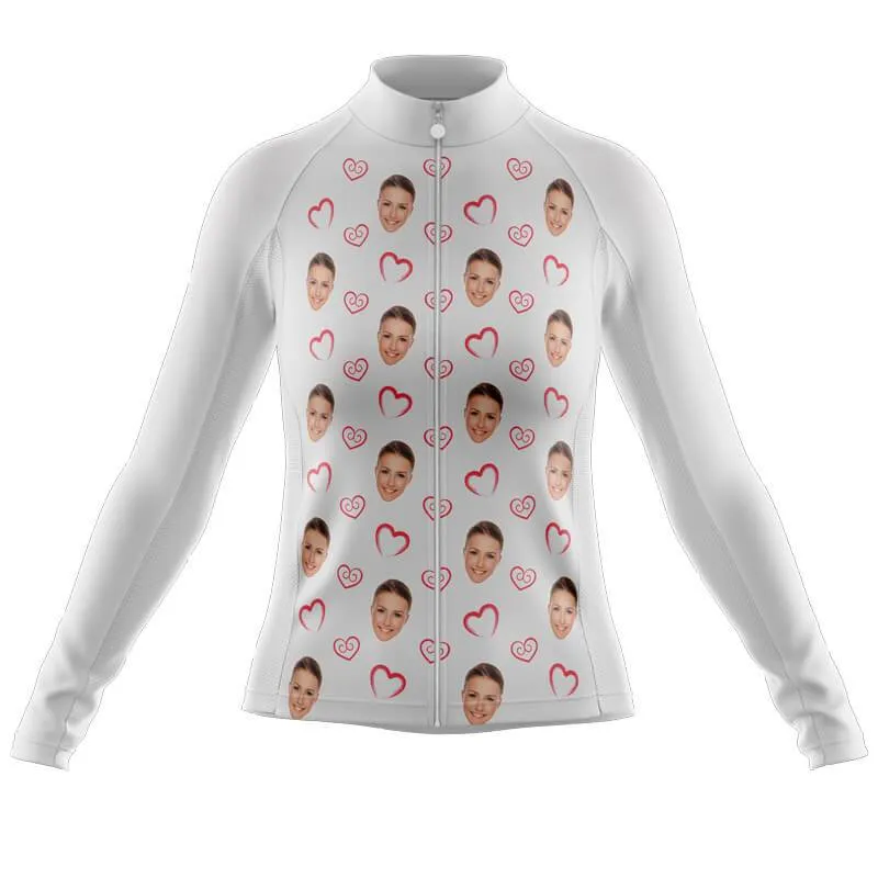 I heart you Custom Face Thermal Club Jersey (white)