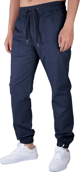 ITALYMORN Khaki Chino Joggers for Men Elastic Ankle and Waist Summer Casual Pants with Pockets