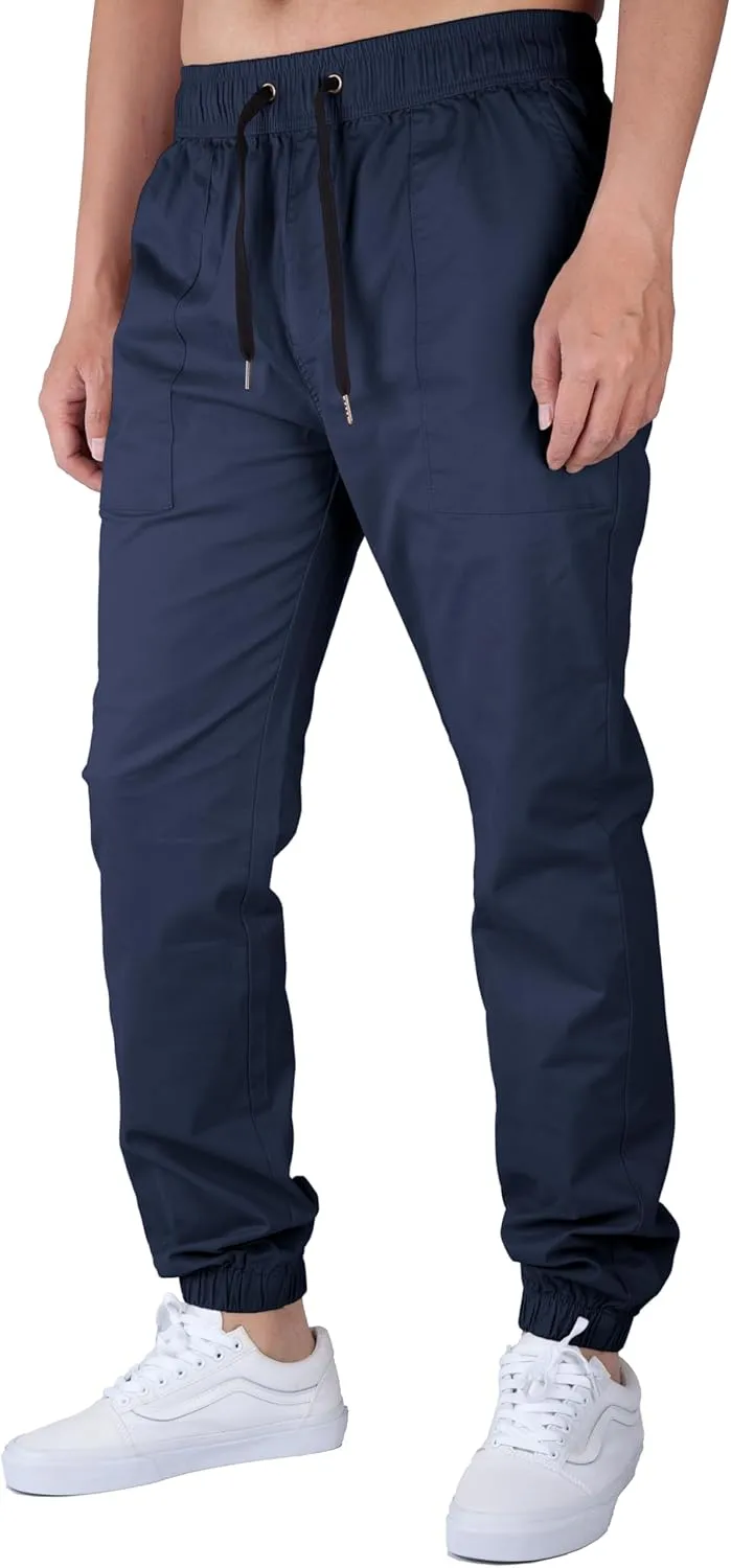 ITALYMORN Khaki Chino Joggers for Men Elastic Ankle and Waist Summer Casual Pants with Pockets