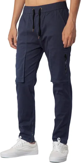 ITALYMORN Slim Fit Khaki Cargo Joggers for Men with Zipper Ankle Stretch Casual Chino Pants