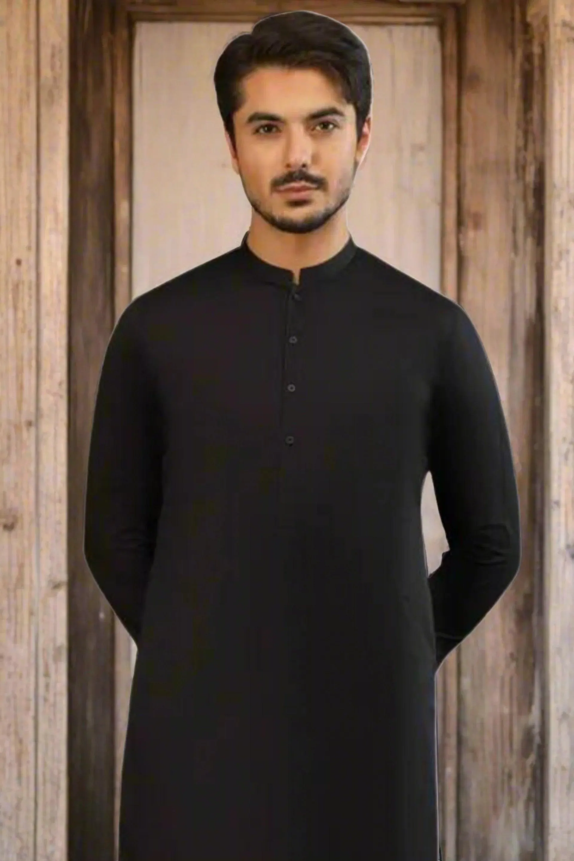 Jet Black Kurta Pajama For Men
