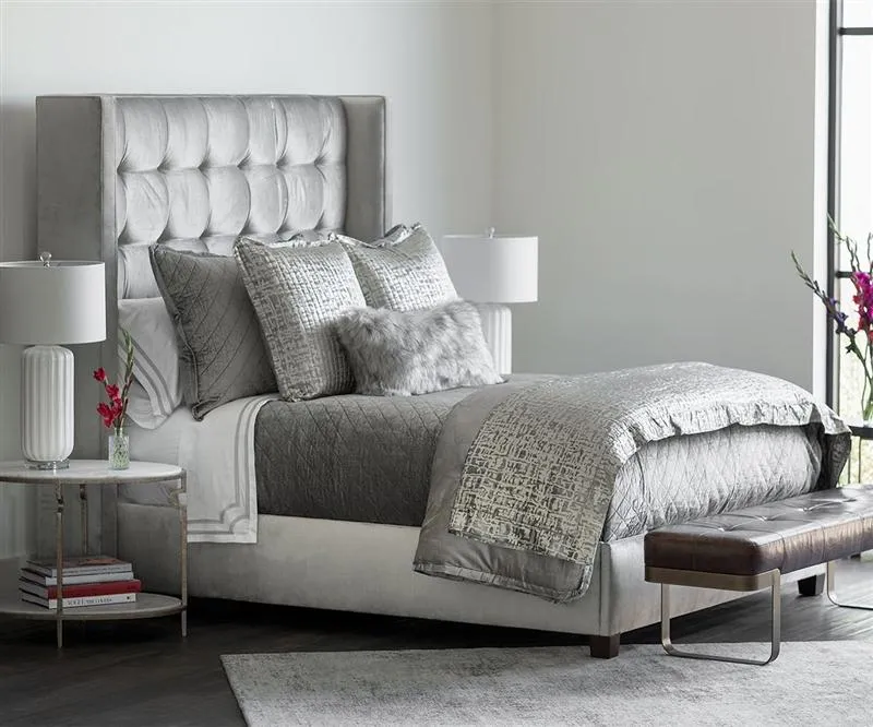Jolie Silver Quilted Throw & Pillows by Lili Alessandra