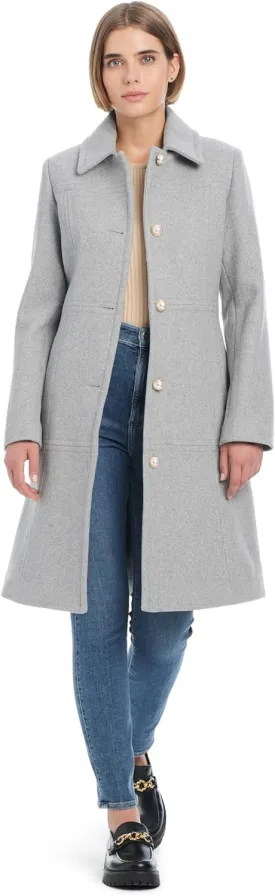 kate spade new york Women's Single Breasted Soft Wool Blend Mid-Length Walker Coat