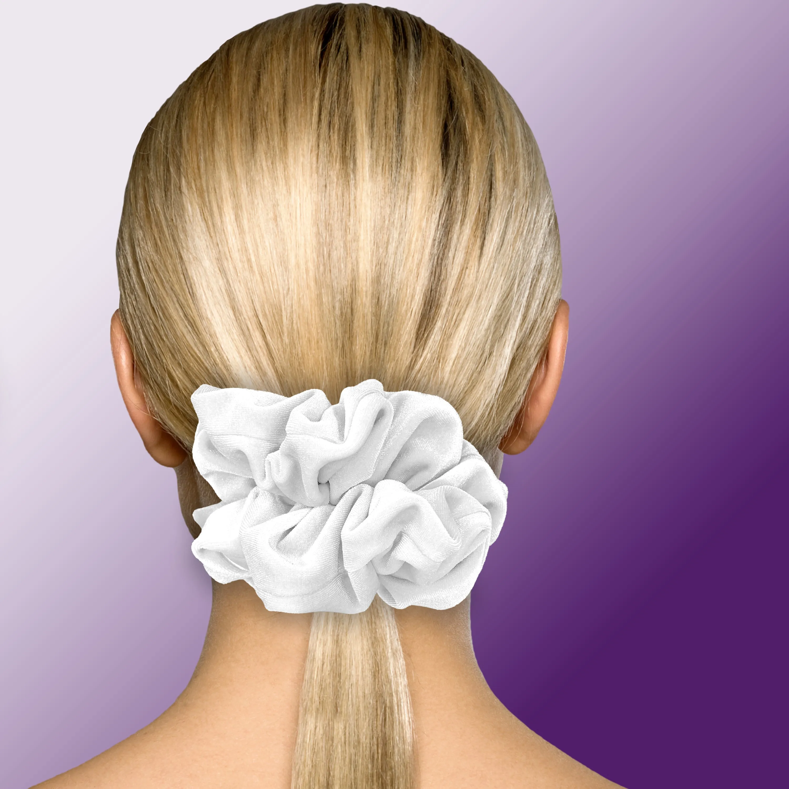 KING SIZE Velvet Scrunchies XXL Oversized Ponytail Holder Made in the USA White