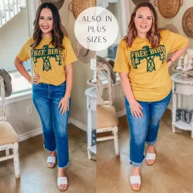 Last Chance Size Small | Free Bird Thunderbird Short Sleeve Graphic Tee in Mustard Yellow