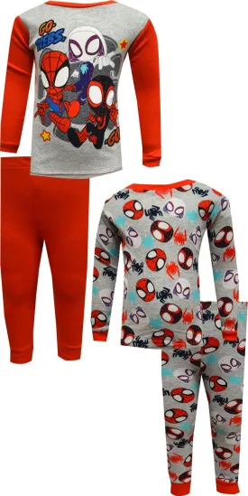 Marvel Comics Spiderman 4 Piece Cotton Toddler Pajamas