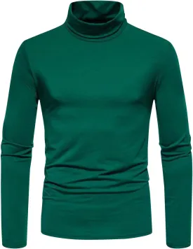 Men's Casual Mock Turtleneck T-Shirts Basic Long Sleeve Thermal Stretchy Pullover Lightweight Undershirt Sweater Tops