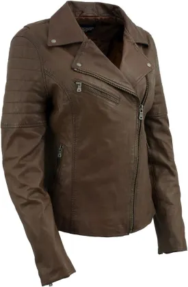 Milwaukee Leather Women's Maiden Aqua Premium Sheepskin Motorcycle Fashion Leather Jacket with Studs SFL2840