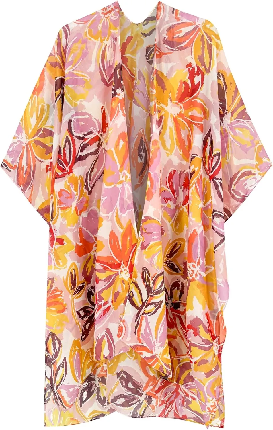 Moss Rose Women's Chiffon Long Kimono Beach Cover up for Summer Bathing Suits Cardigans Casual Loose Swimwear