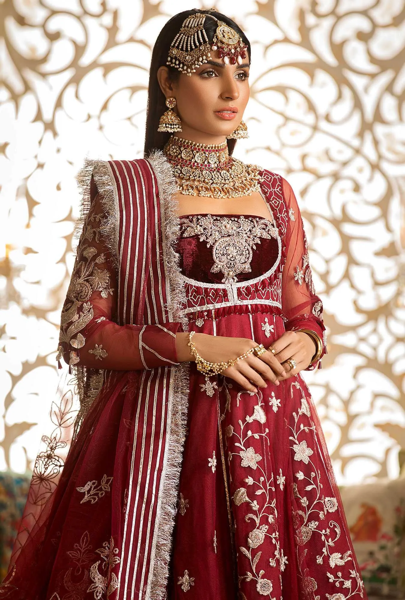 Noor by Saadia Asad Festive Embroidered Wedding Collection 2019 – D7-MAROON