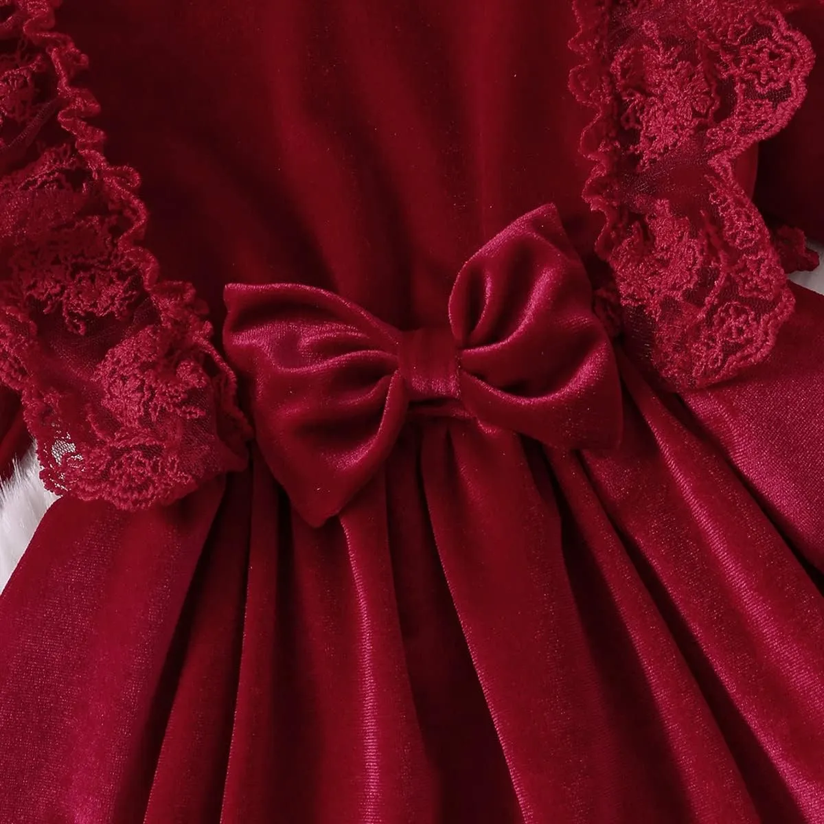 OBEEII Toddler Baby Girls Christmas Velvet Dress Ruffle A-Line Birthday Party Holiday Princess Dress Fall Winter Clothes