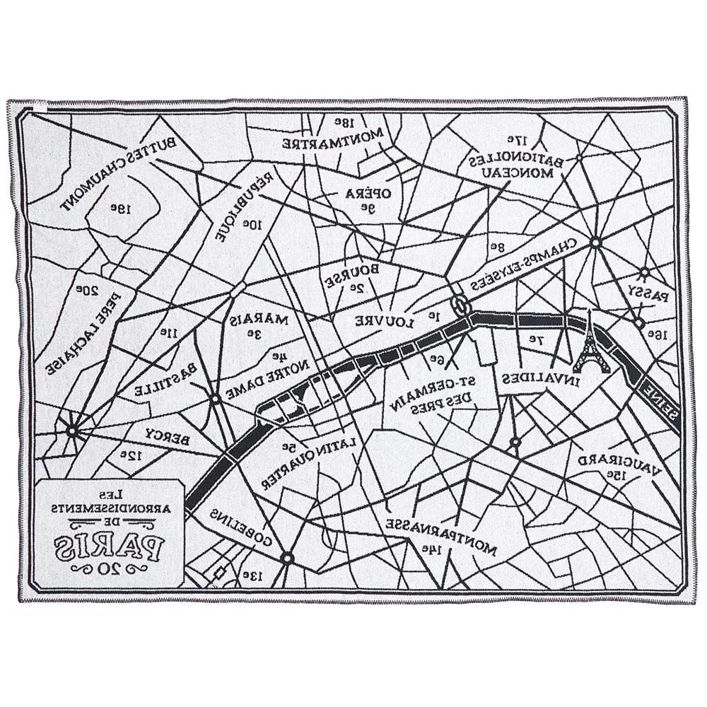 Paris Map Wool Throw