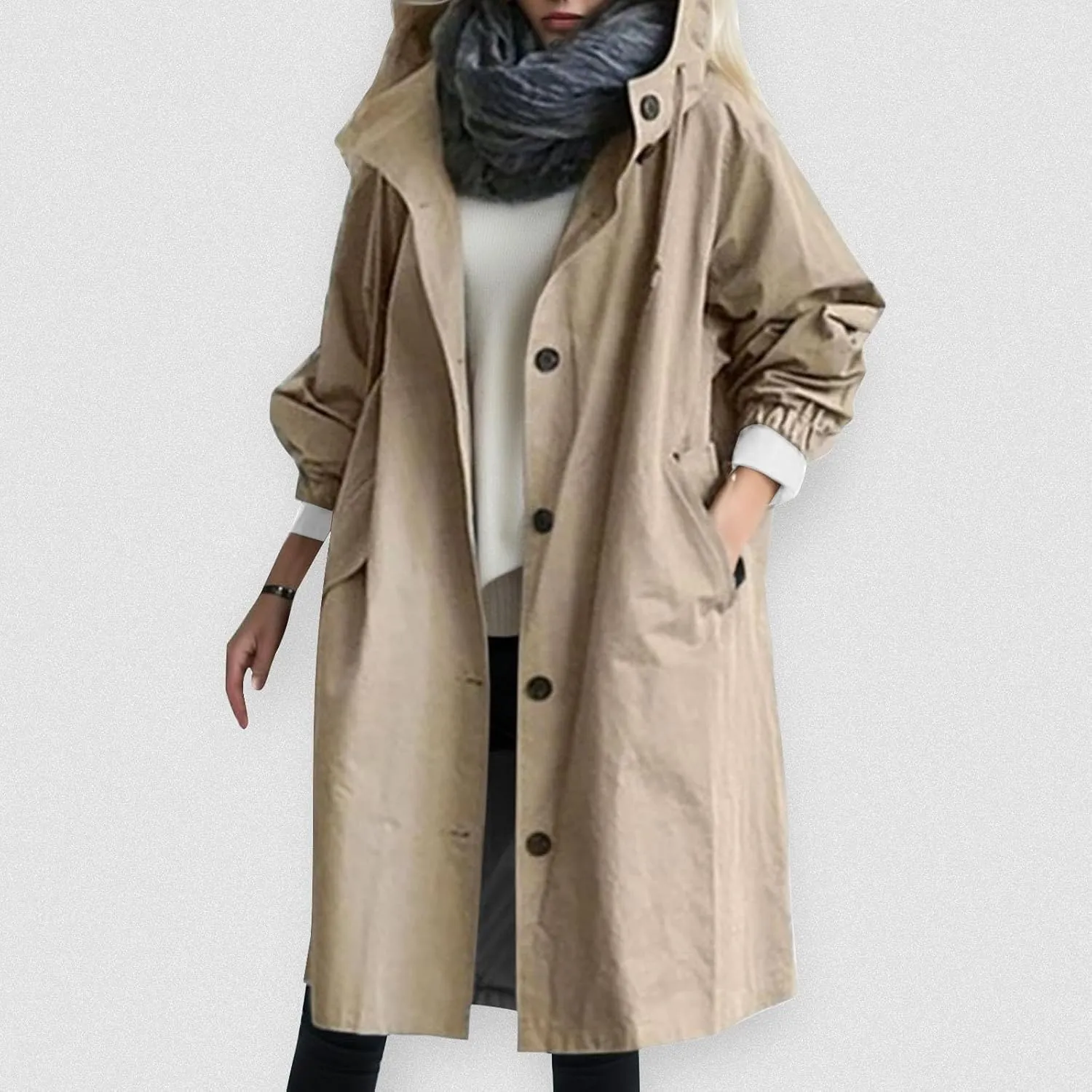 PeQAQ Women's Trench Coat Long Double-Breasted Fall Fashion Windbreaker Jackets 2023 Classic Lapel Slim Overcoat Outerwear