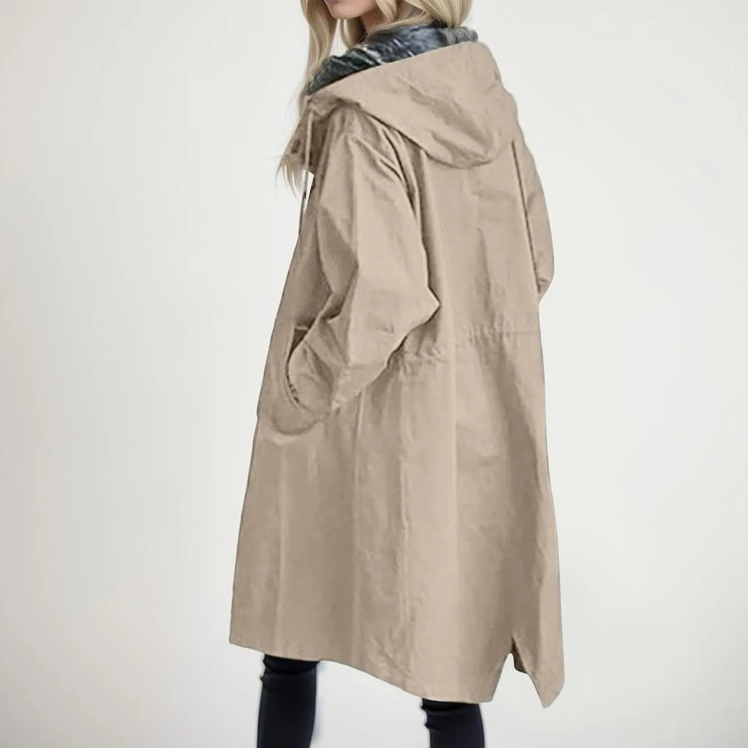 PeQAQ Women's Trench Coat Long Double-Breasted Fall Fashion Windbreaker Jackets 2023 Classic Lapel Slim Overcoat Outerwear