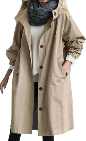 PeQAQ Women's Trench Coat Long Double-Breasted Fall Fashion Windbreaker Jackets 2023 Classic Lapel Slim Overcoat Outerwear