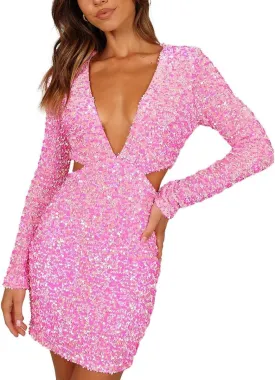 Petal & Pup Women's Kelly Long Sleeve Sequin Mini Dress