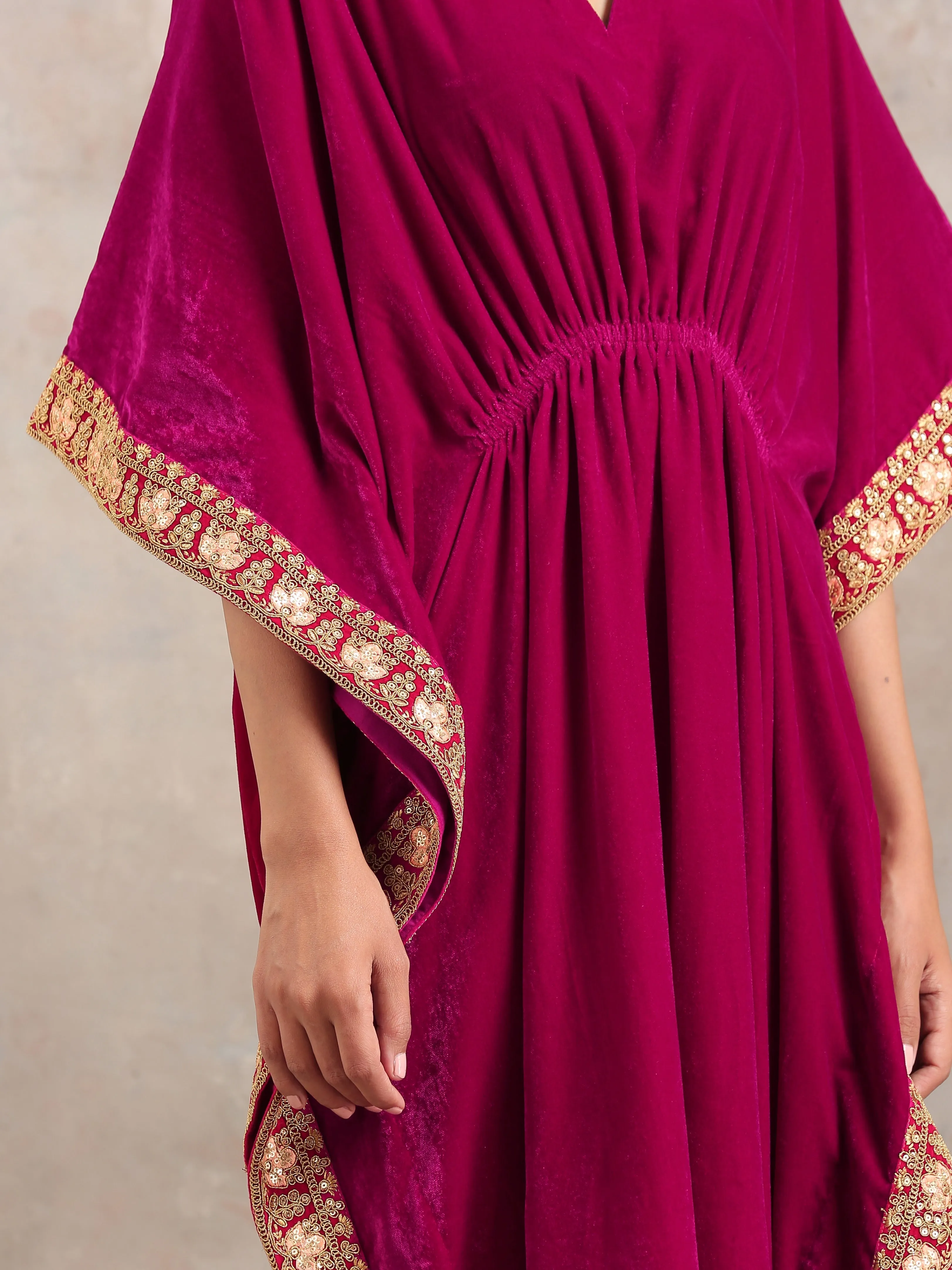 Pink Velvet Lace Kaftan