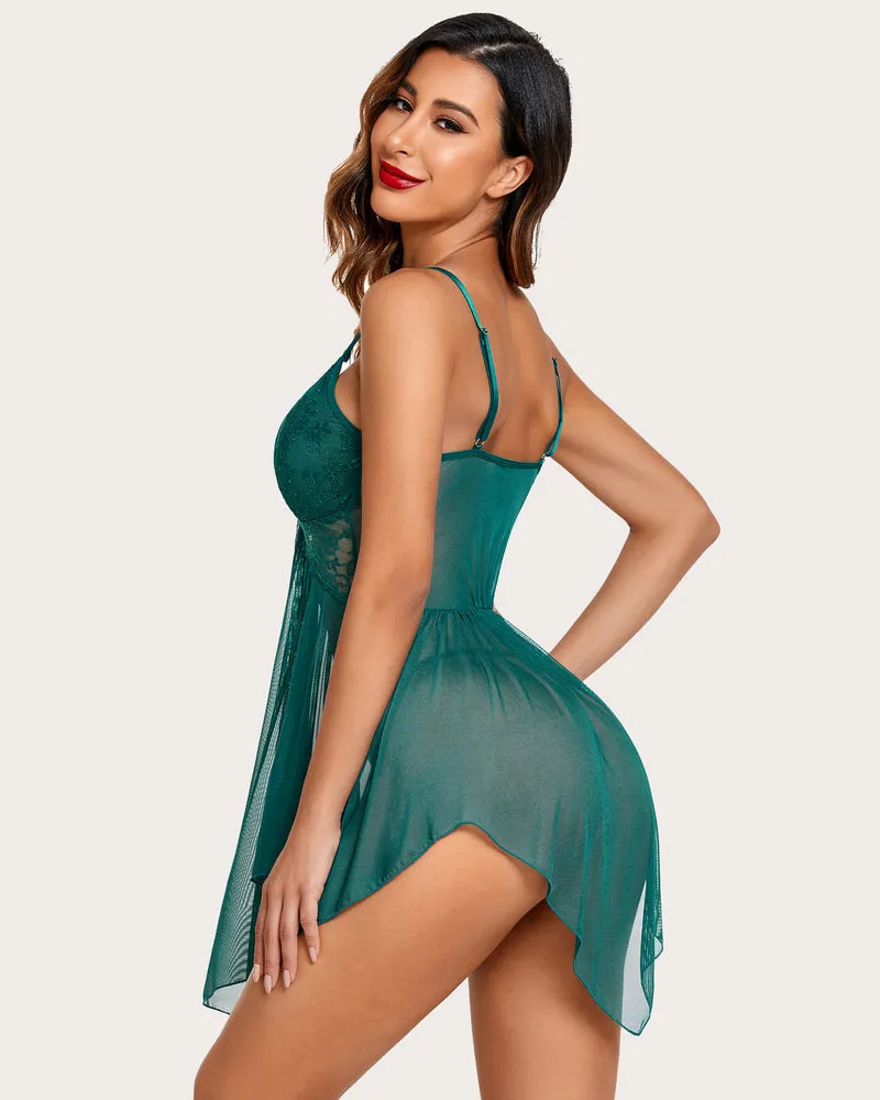 Plus Size Lace V Neck Babydoll
