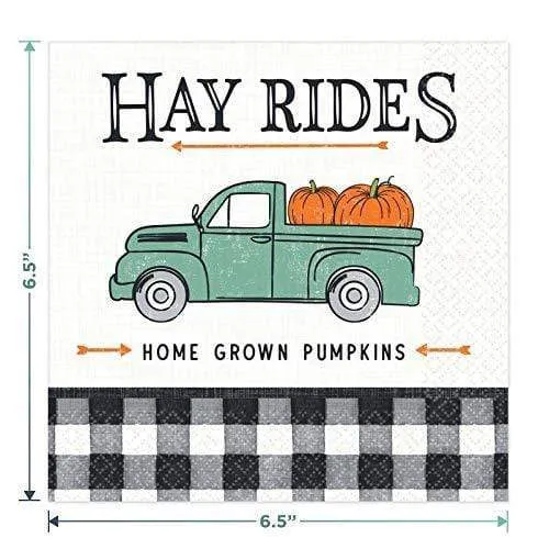 Pumpkin Truck Fall Harvest Paper Dinner Plates and Lunch Napkins (Serves 16)