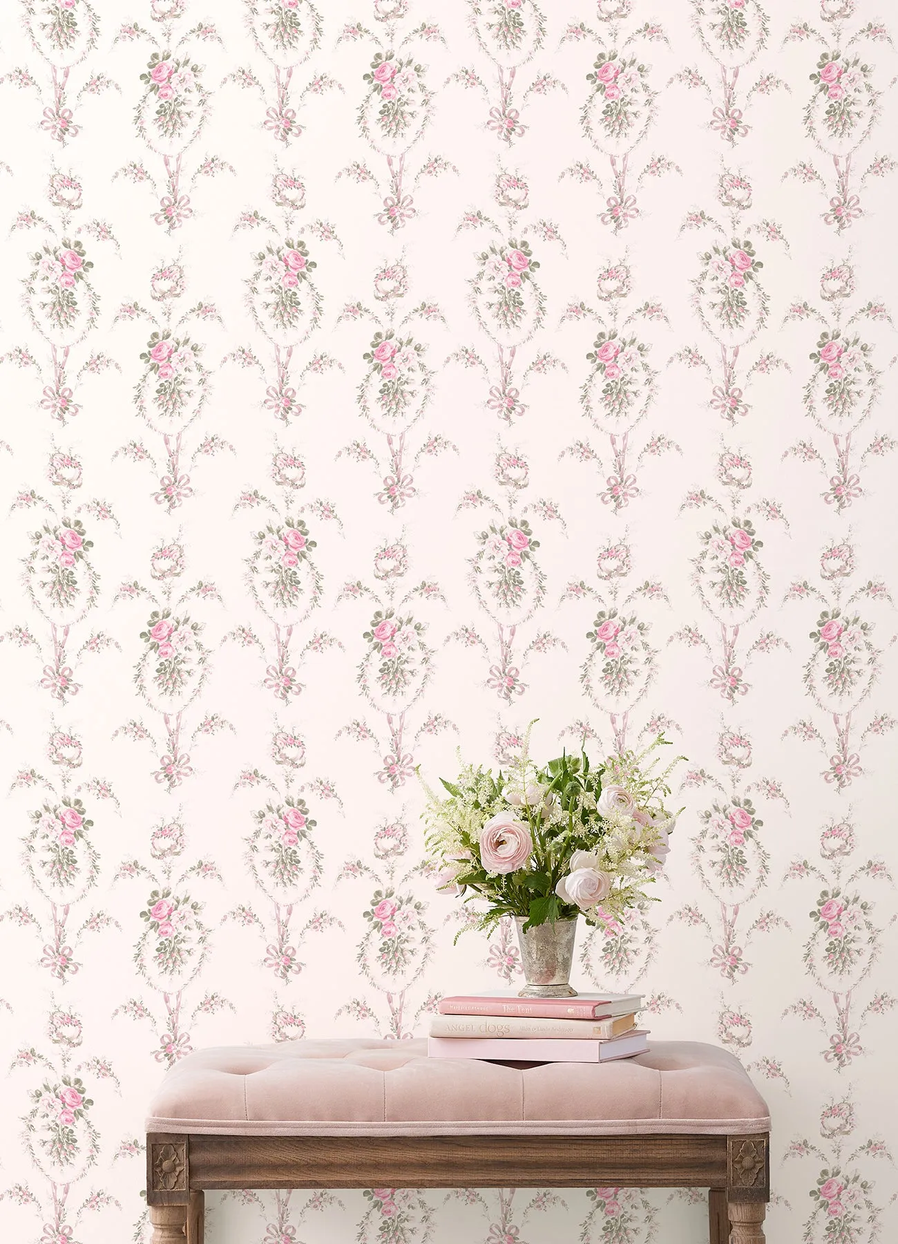 Rose Cheeks Party Floral Cluster Wallpaper