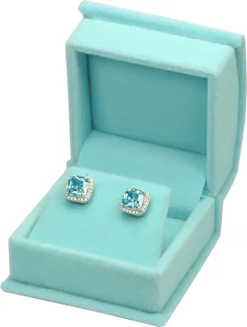 Sky Blue Color Luxury Velvet Multiple Use Earring Necklace Pendant Jewelry Gift Box for Wedding, Birthday, Valentine' Day, Mother's Day, Christmas...Comes with an Extra Individual White Packer Box Size 2.15(W)*2.15(D)*1.65(H)( Jewelry not included)