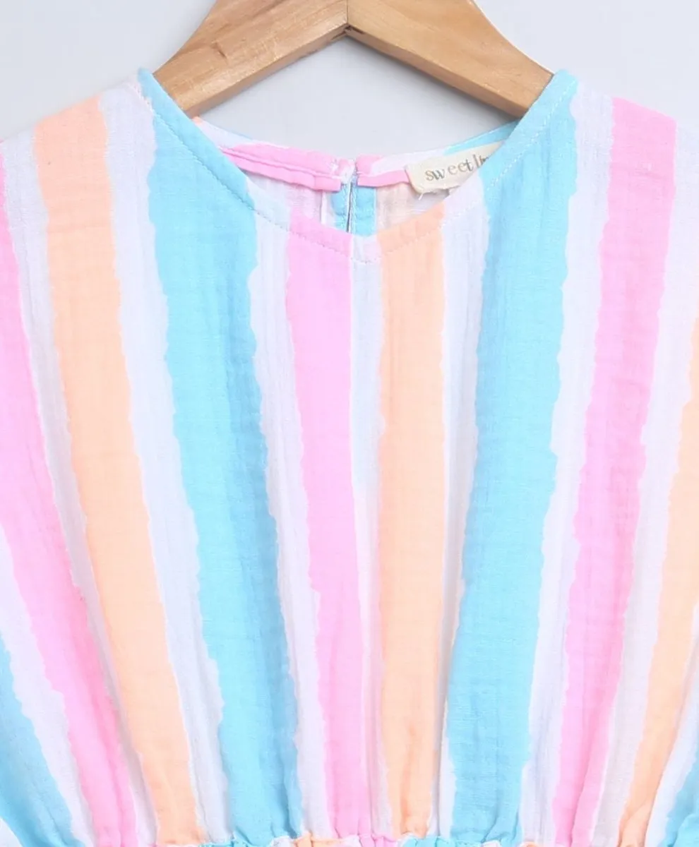 Sweetlime By AS Multicoloured Striped Cotton Kaftan.