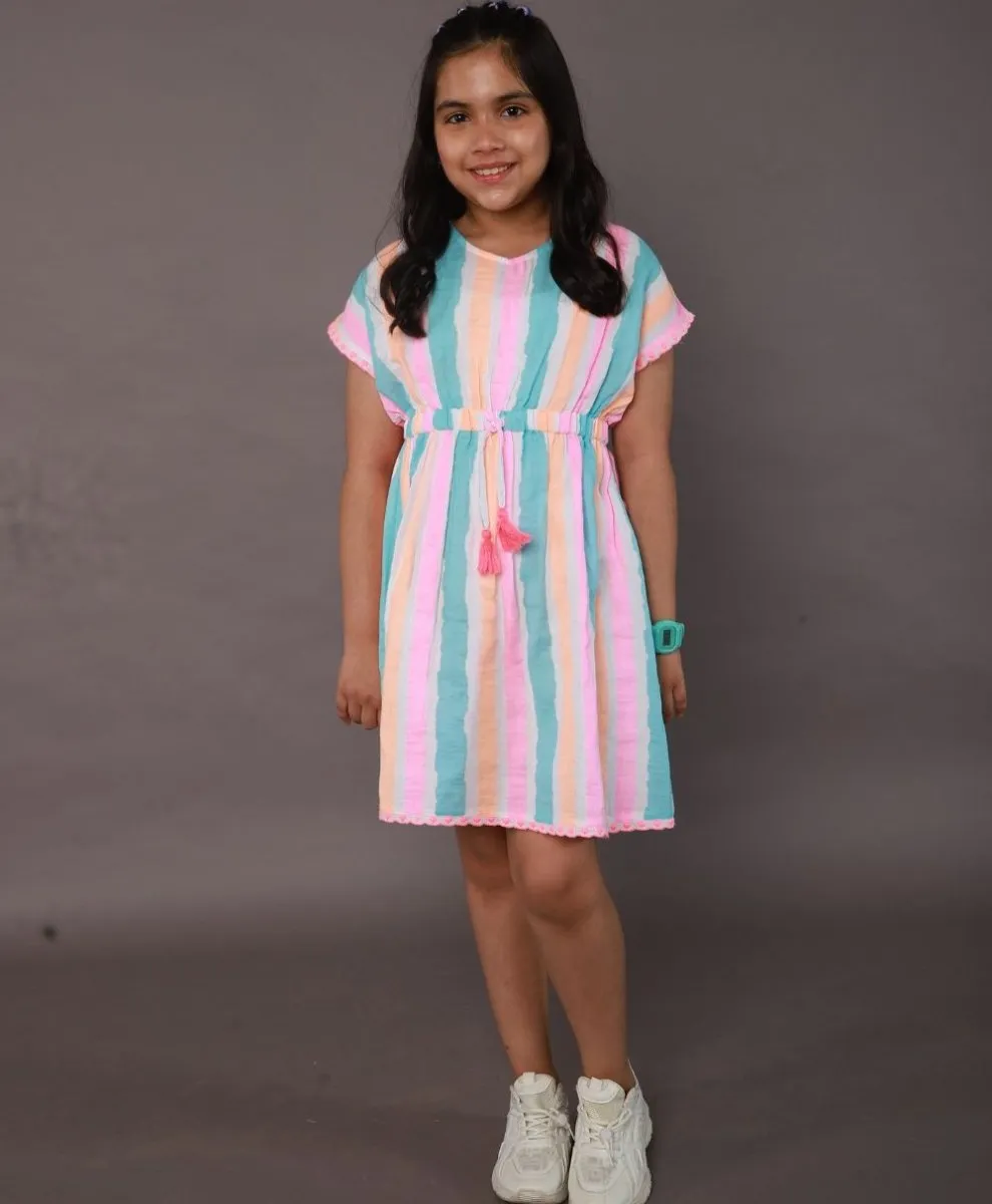 Sweetlime By AS Multicoloured Striped Cotton Kaftan.